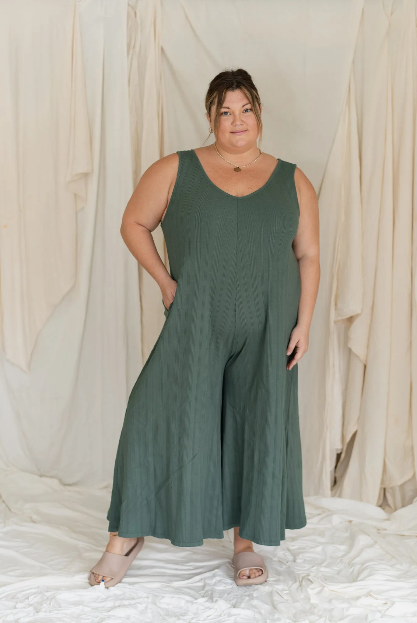 SAMPLE SALE | Willow Wide Rib Jumpsuit - Meadow