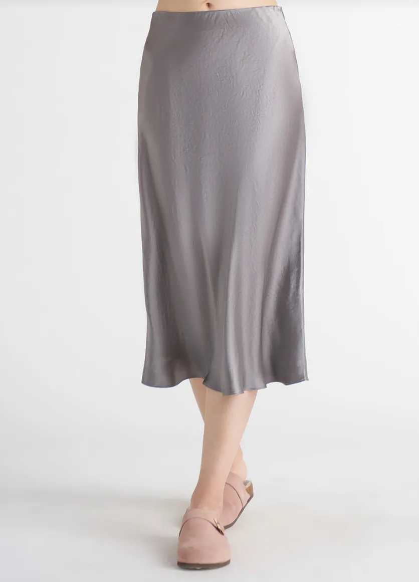 Satin Slip Skirt - Grey