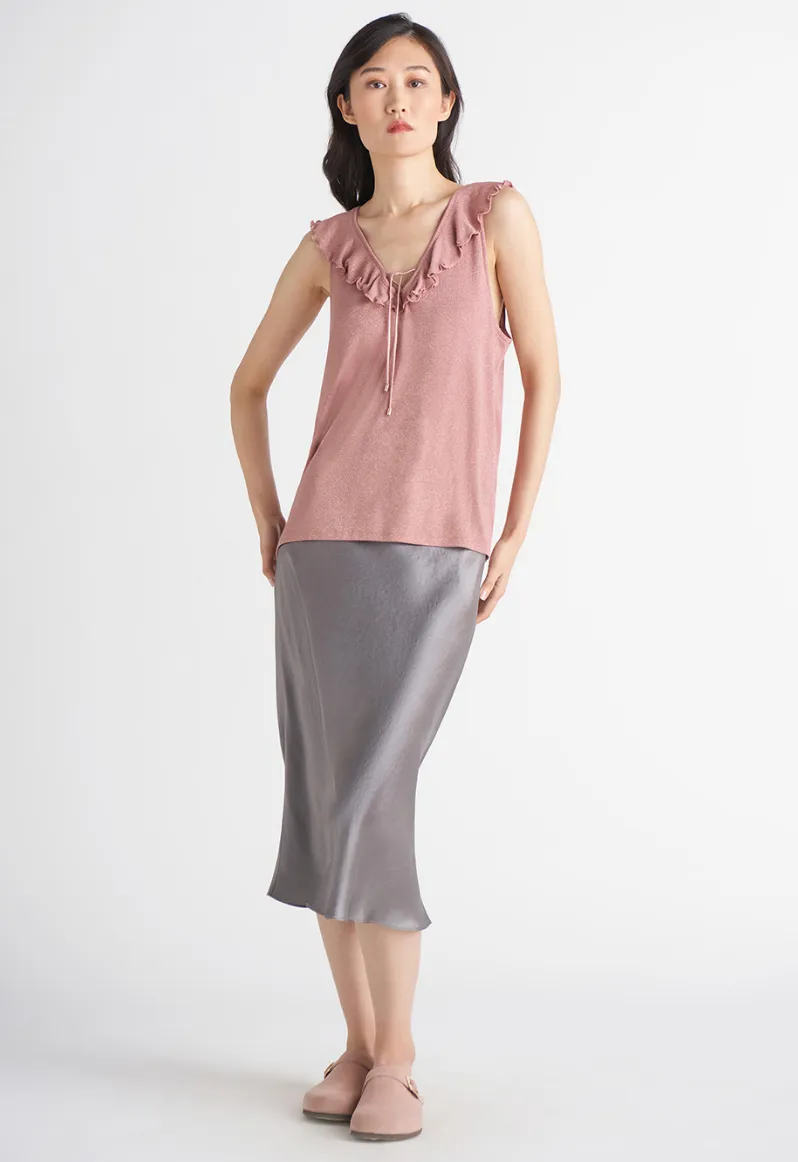 Satin Slip Skirt - Grey