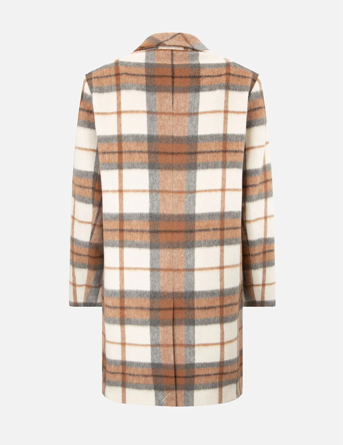 Seagull Embroidery Checked Wool-Blend Coat