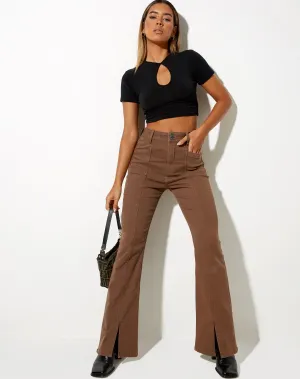 Seam Split Jeans in Rich Brown