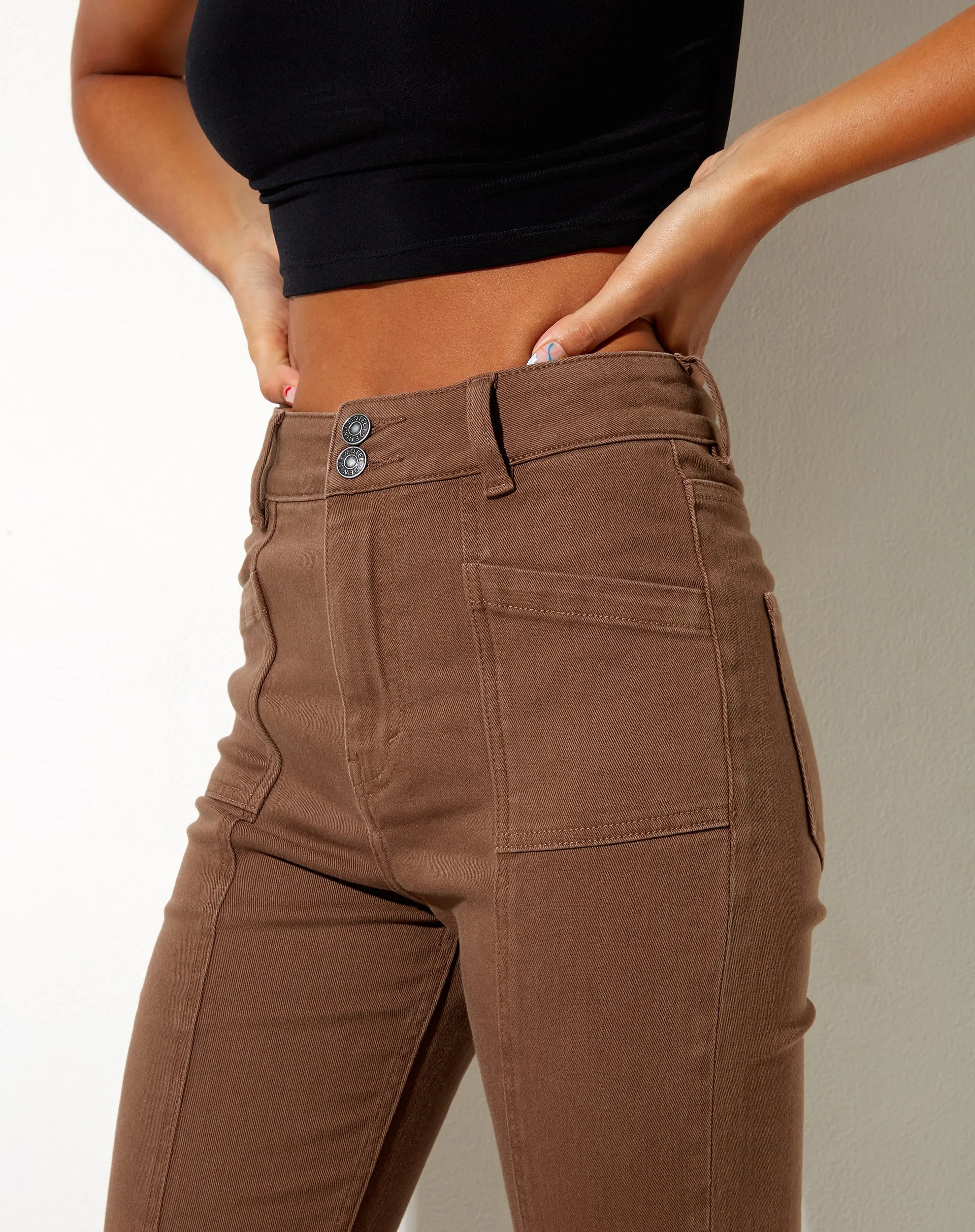 Seam Split Jeans in Rich Brown