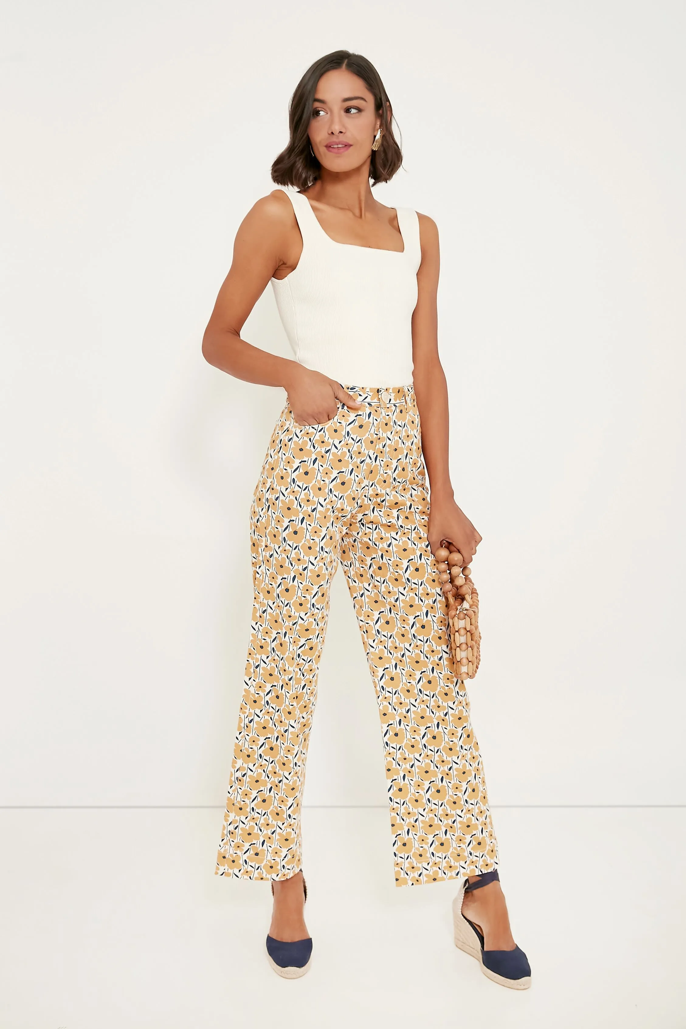 Sharon's Flowers Gold Everyday Pant