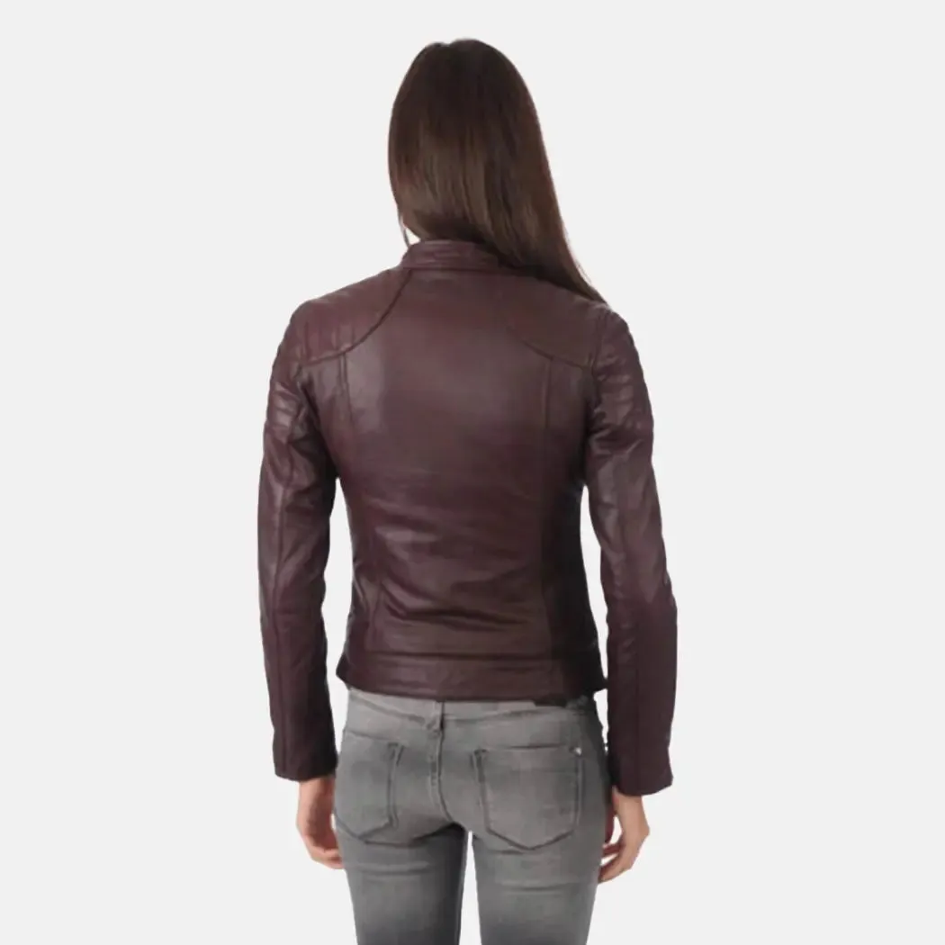 Sheepskin Genuine leather Biker Jacket for women