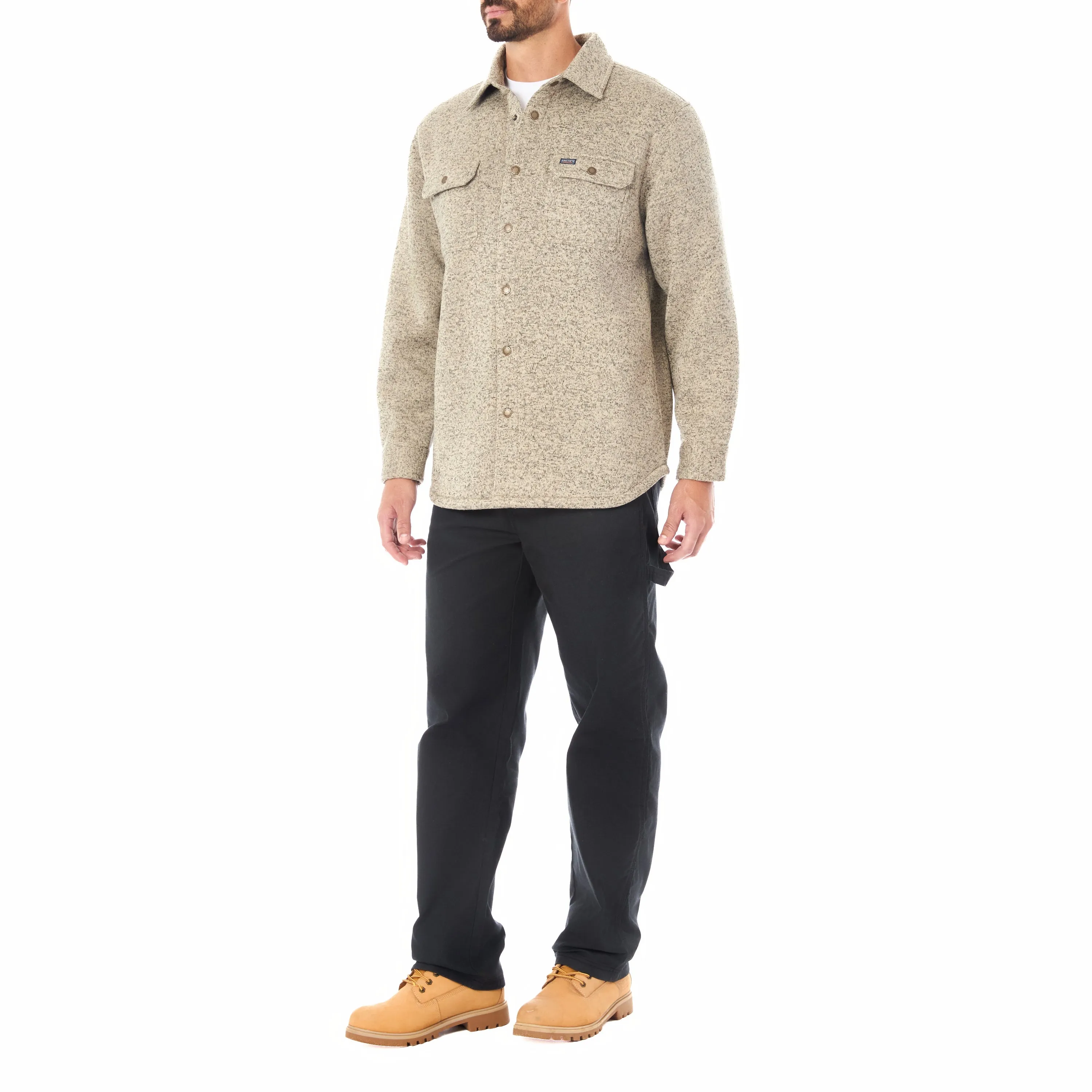 SHERPA LINED SWEATER FLEECE SNAP CLOSURE SHIRT JACKET