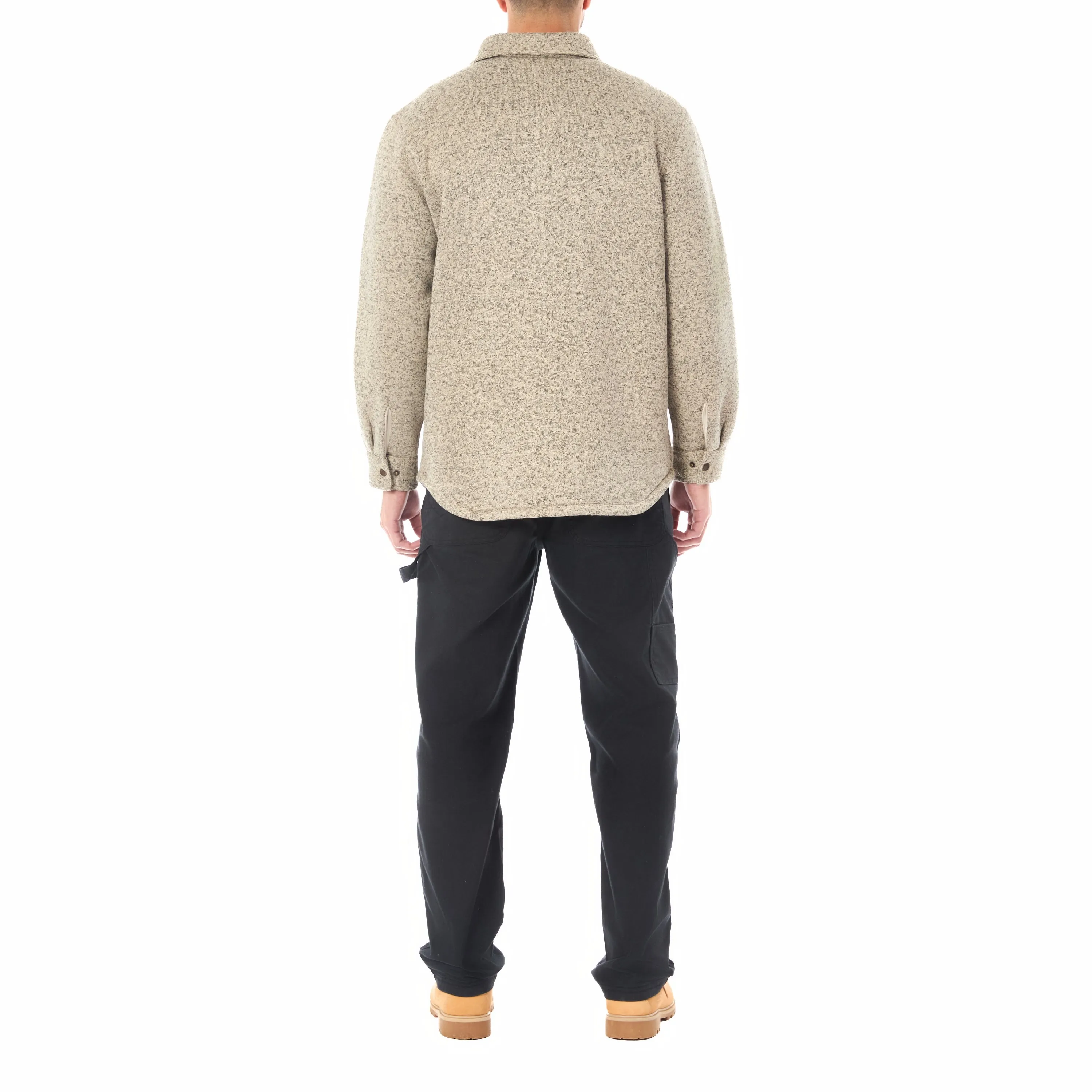 SHERPA LINED SWEATER FLEECE SNAP CLOSURE SHIRT JACKET