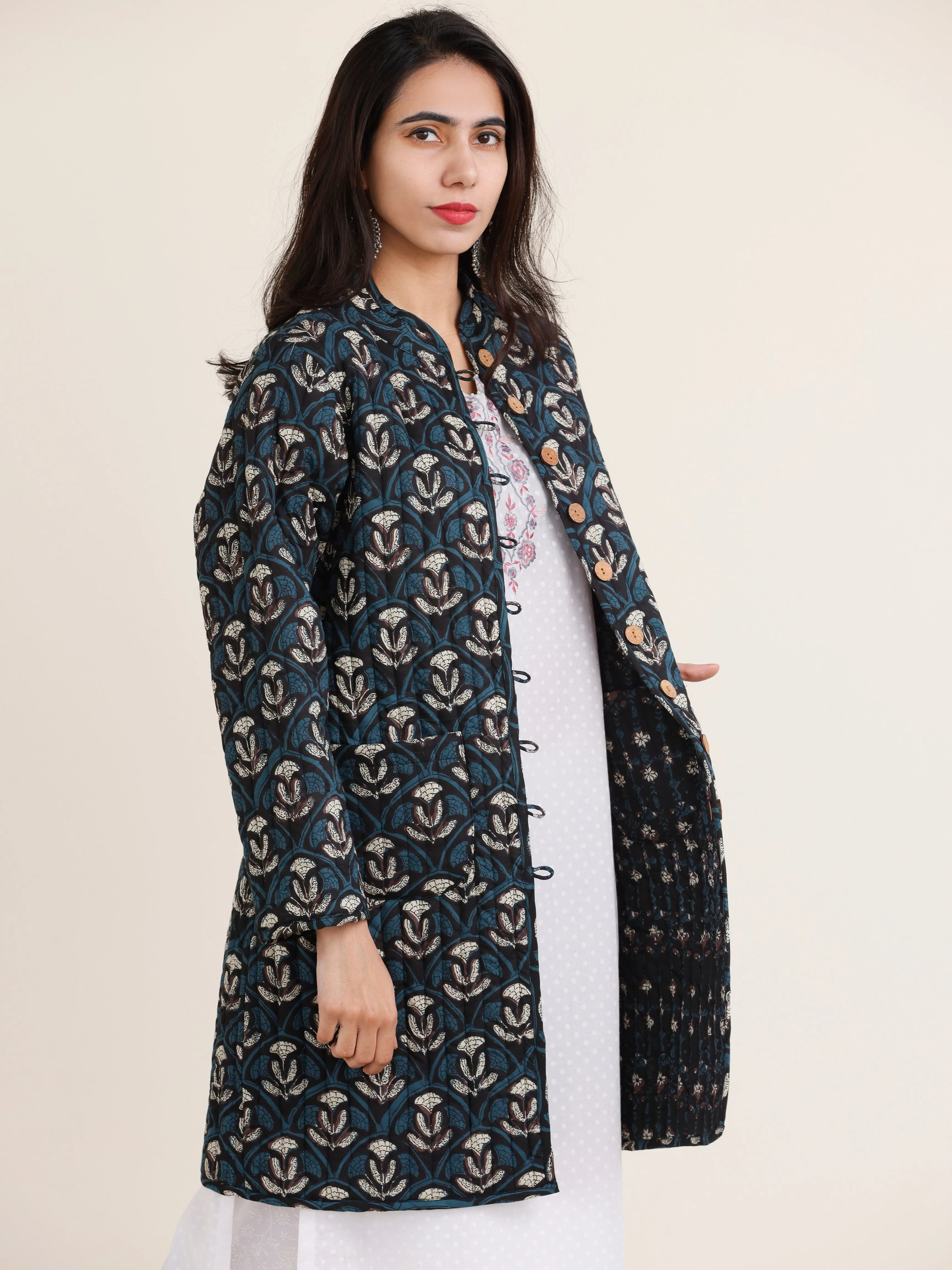 Shishir Jiyana Ajrakh Quilted Reversible Jacket