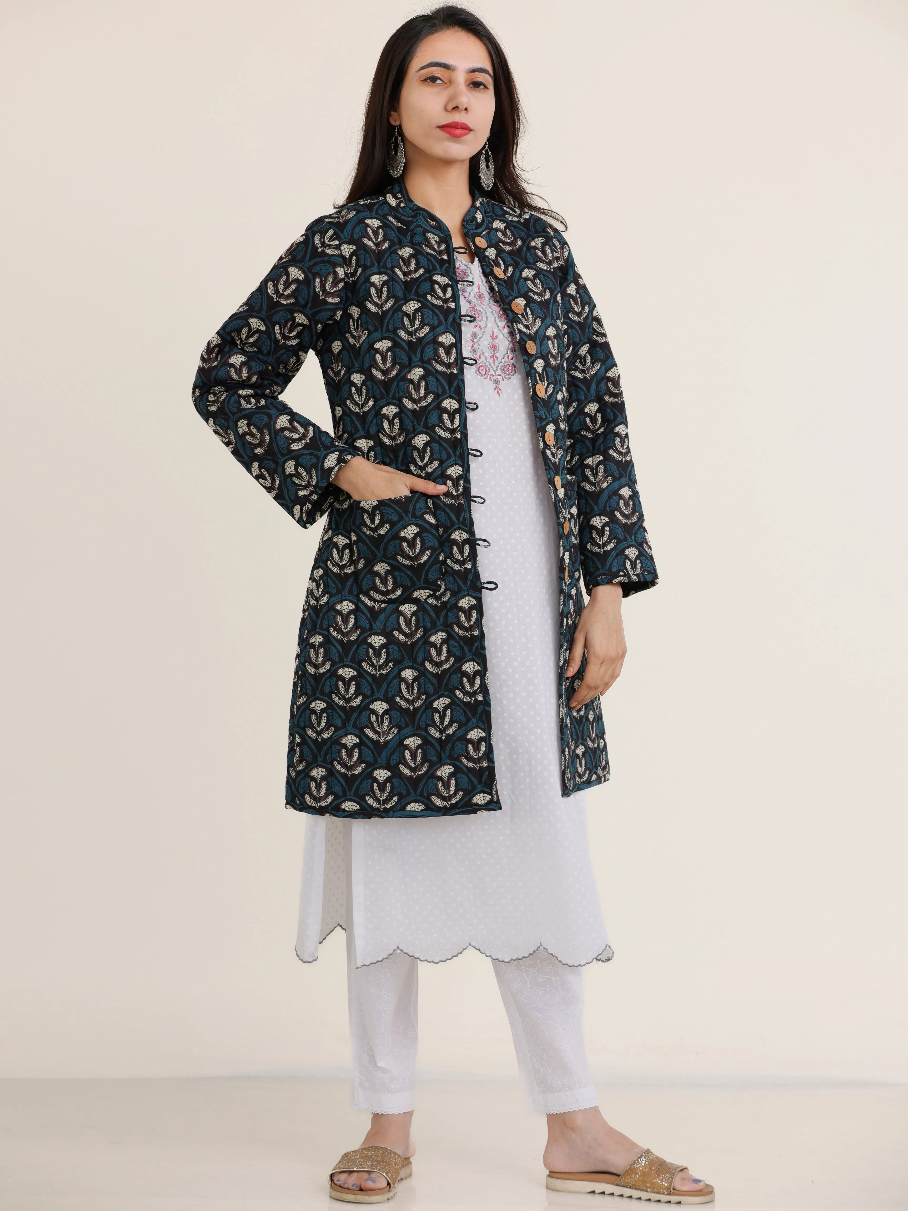 Shishir Jiyana Ajrakh Quilted Reversible Jacket