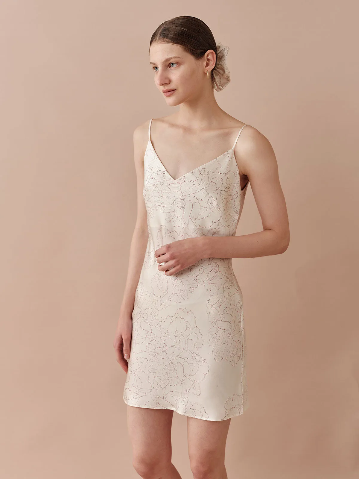 SILKINC Sparkling Peony Slip Dress