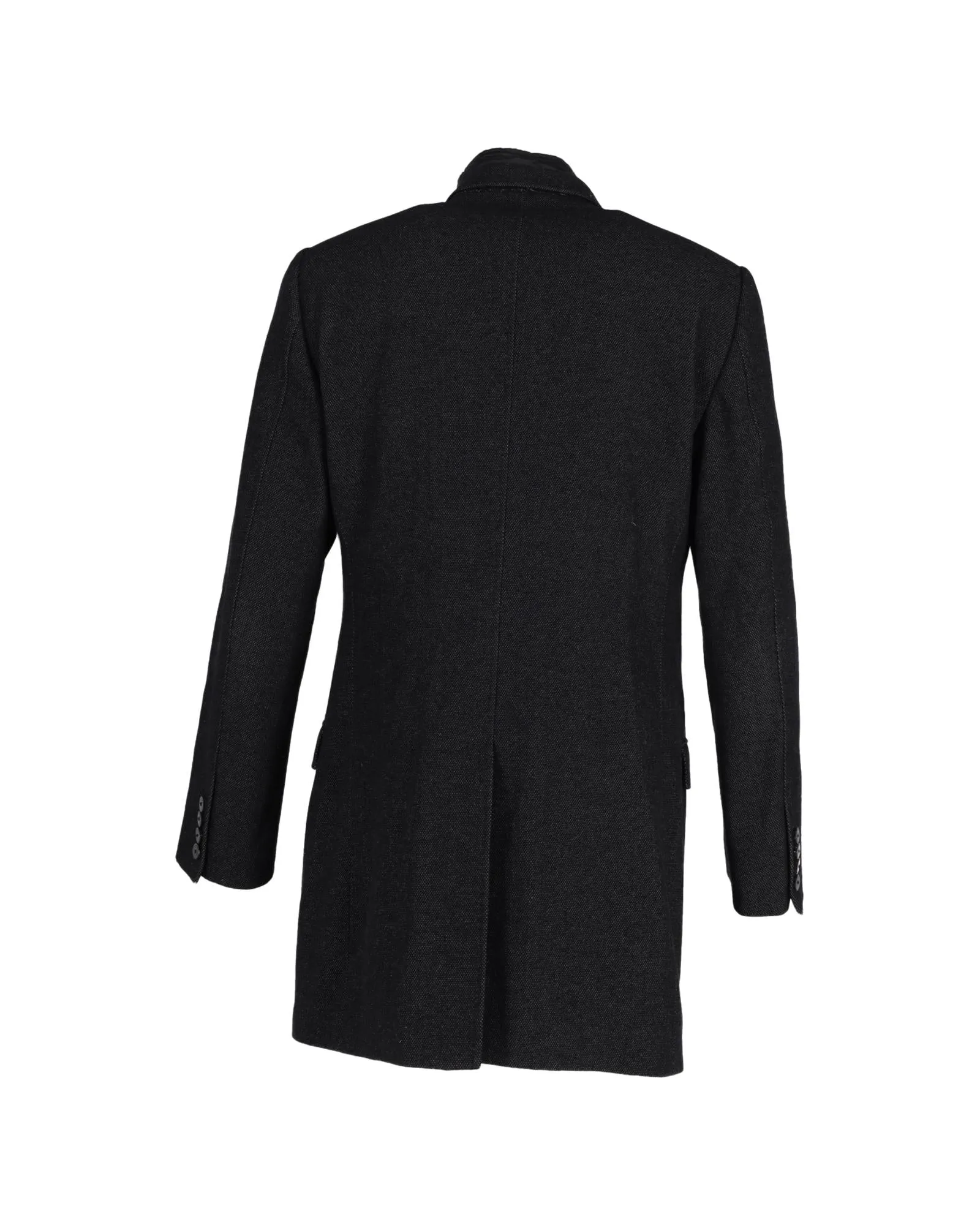 Single-Breasted Layer Effect Wool Coat with Pockets