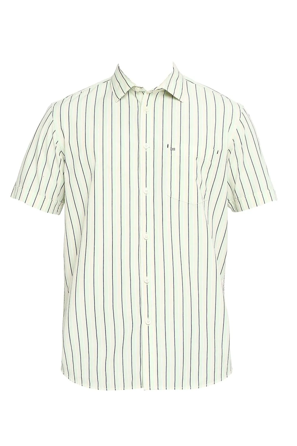 Slim Fit Cotton Polyester Stripe Halfsleeves Shirt