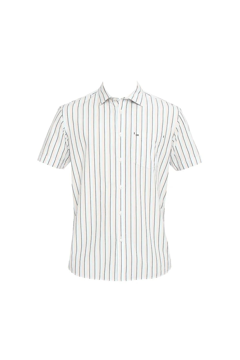 Slim Fit Cotton Polyester Stripe Halfsleeves Shirt