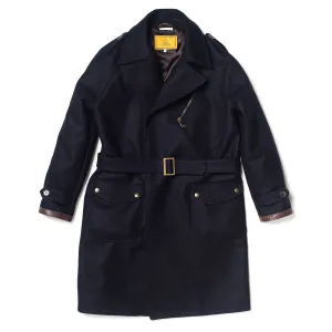 Stelvio Navy Blue Melton Wool Dispatch Rider Coat - Shangri-La Heritage