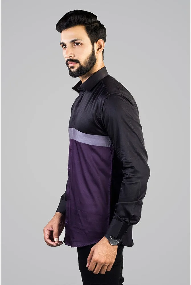 Striped Shirt Men - Men Purple & Black-Block Cotton Casual Shirt