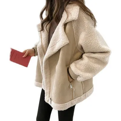 Suede Jacket Women Short Lamb Velvet Jacket