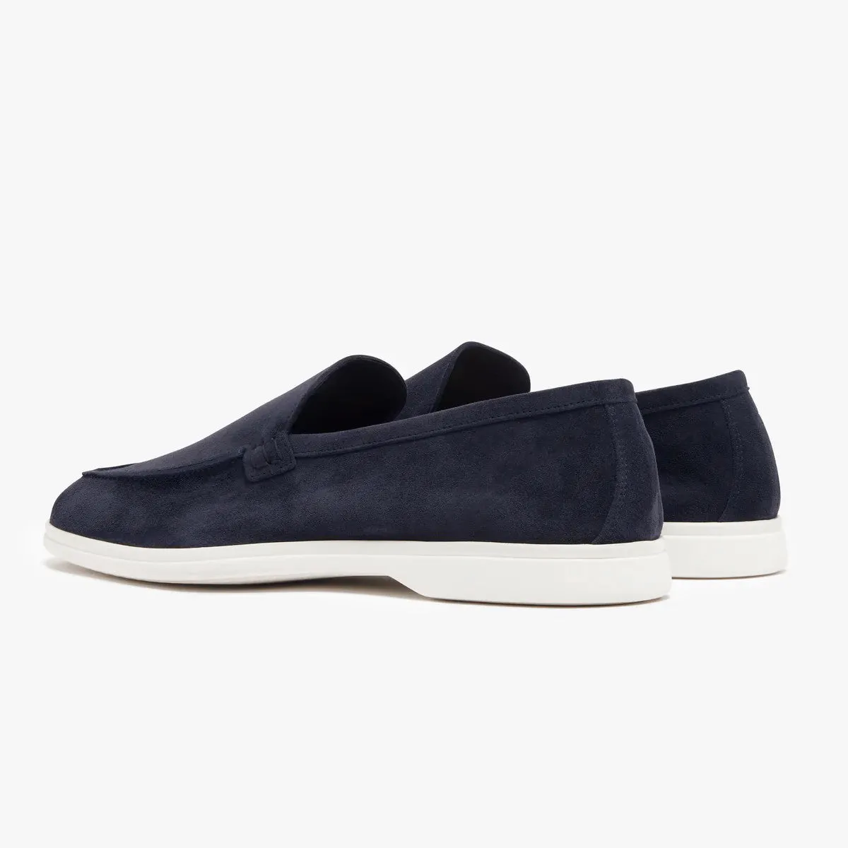 SUEDE LOAFERS WITH RUBBER OUTSOLE- NAVY