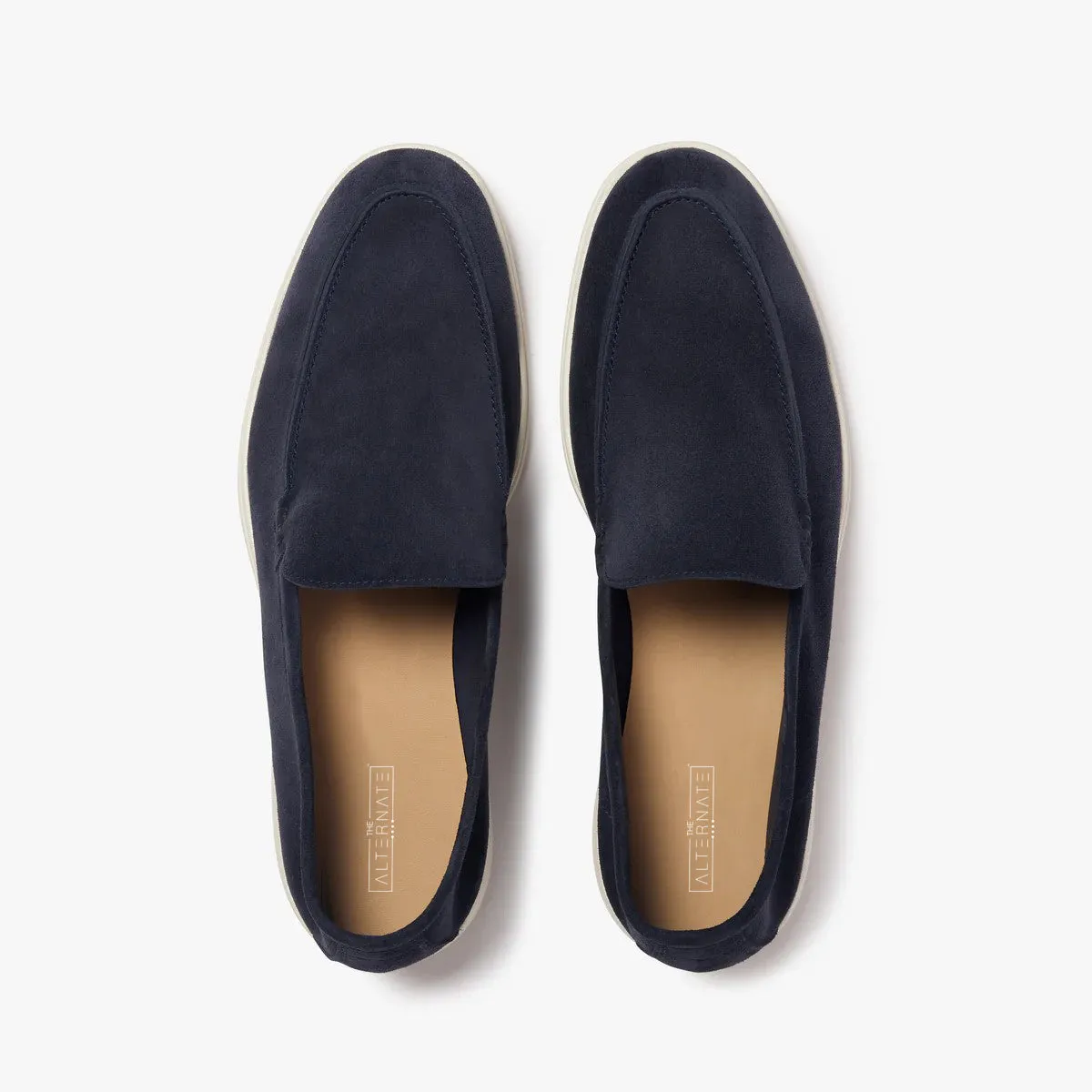 SUEDE LOAFERS WITH RUBBER OUTSOLE- NAVY