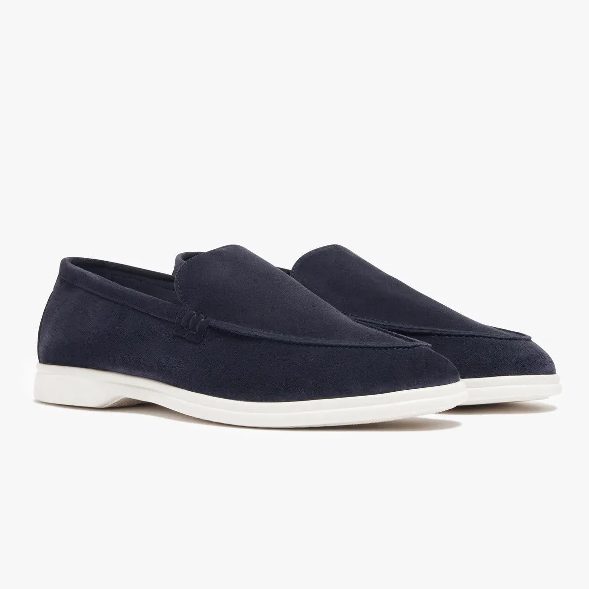 SUEDE LOAFERS WITH RUBBER OUTSOLE- NAVY