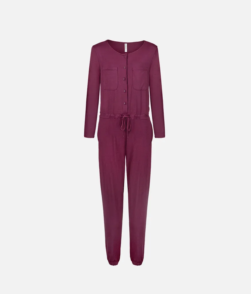 The All-Day Crew Jumpsuit: Plum