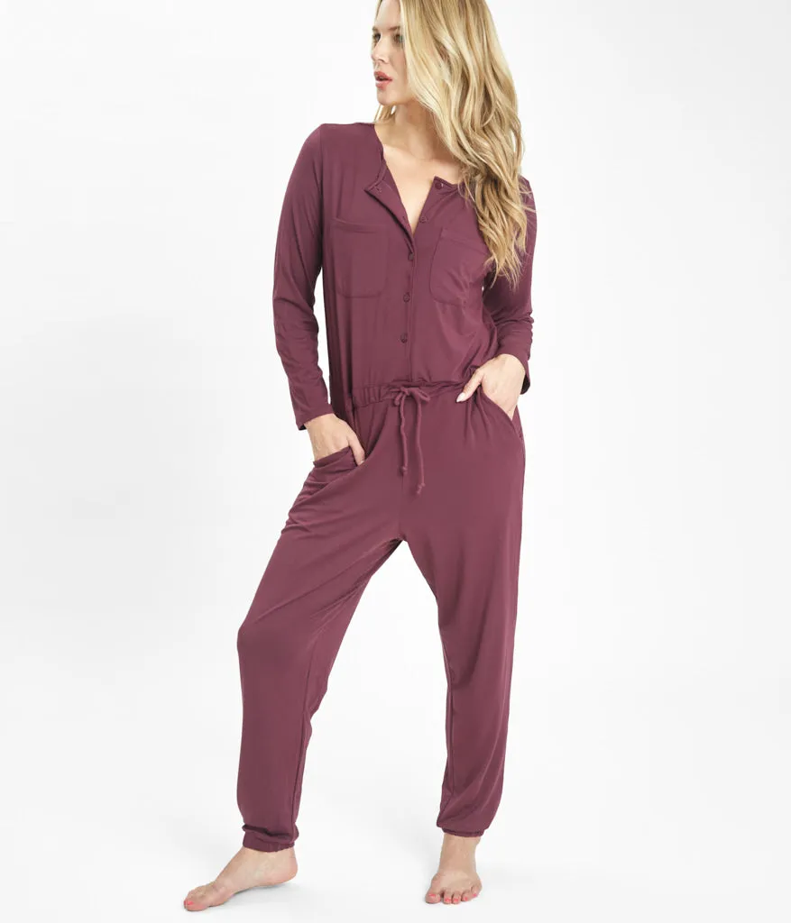 The All-Day Crew Jumpsuit: Plum