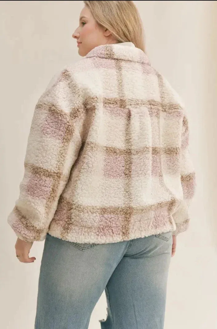 The Campfire Plaid Teddy Coat - PLUS