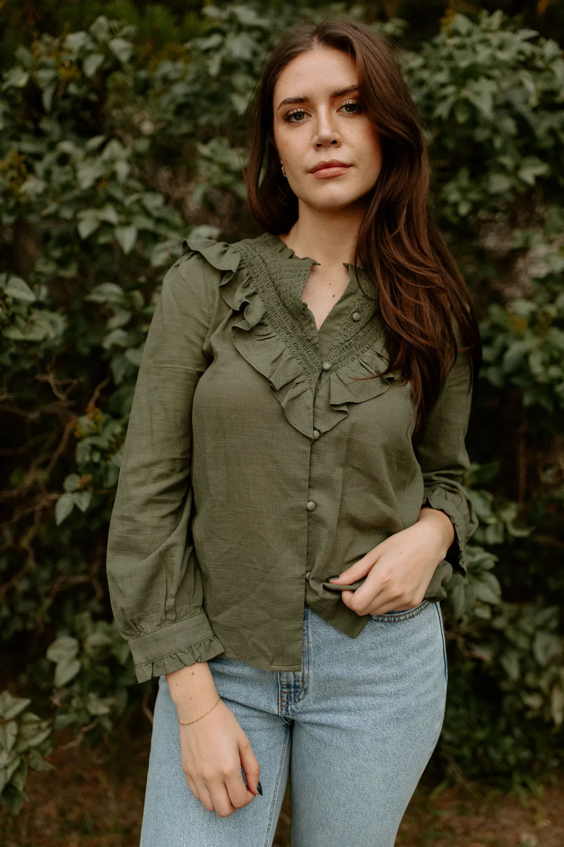 The Ceane Blouse - Khaki