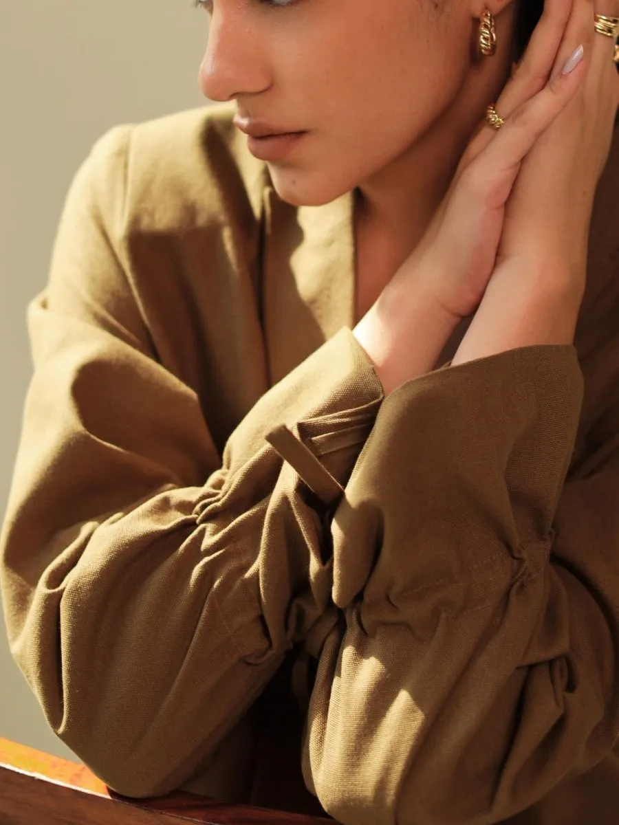 THEA | OVERSIZED TAILORED BLAZER IN OLIVE | 100% ORGANIC COTTON