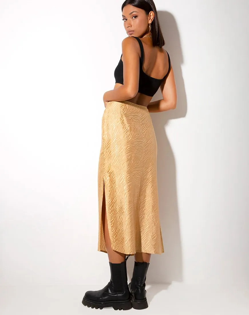 Tindra Midi Skirt in Satin Zebra Caramel