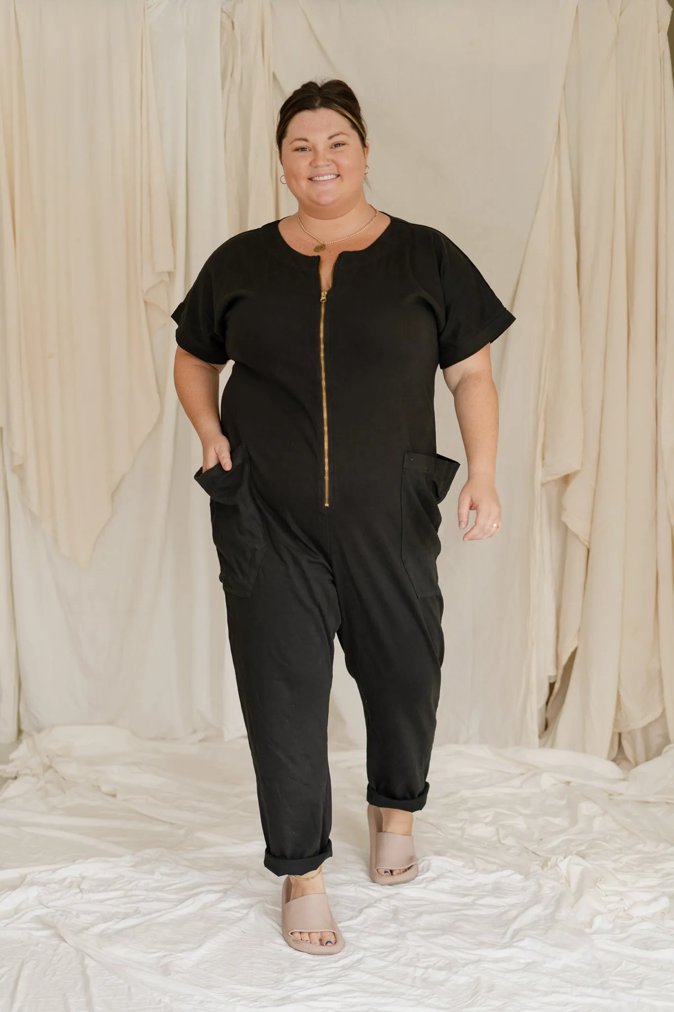 Together Zipper Jumpsuit - Black Forest