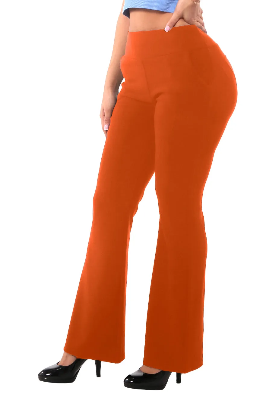 Tummy Control Butt Sculpting Flare Pants With Pockets - Rooibos Tea