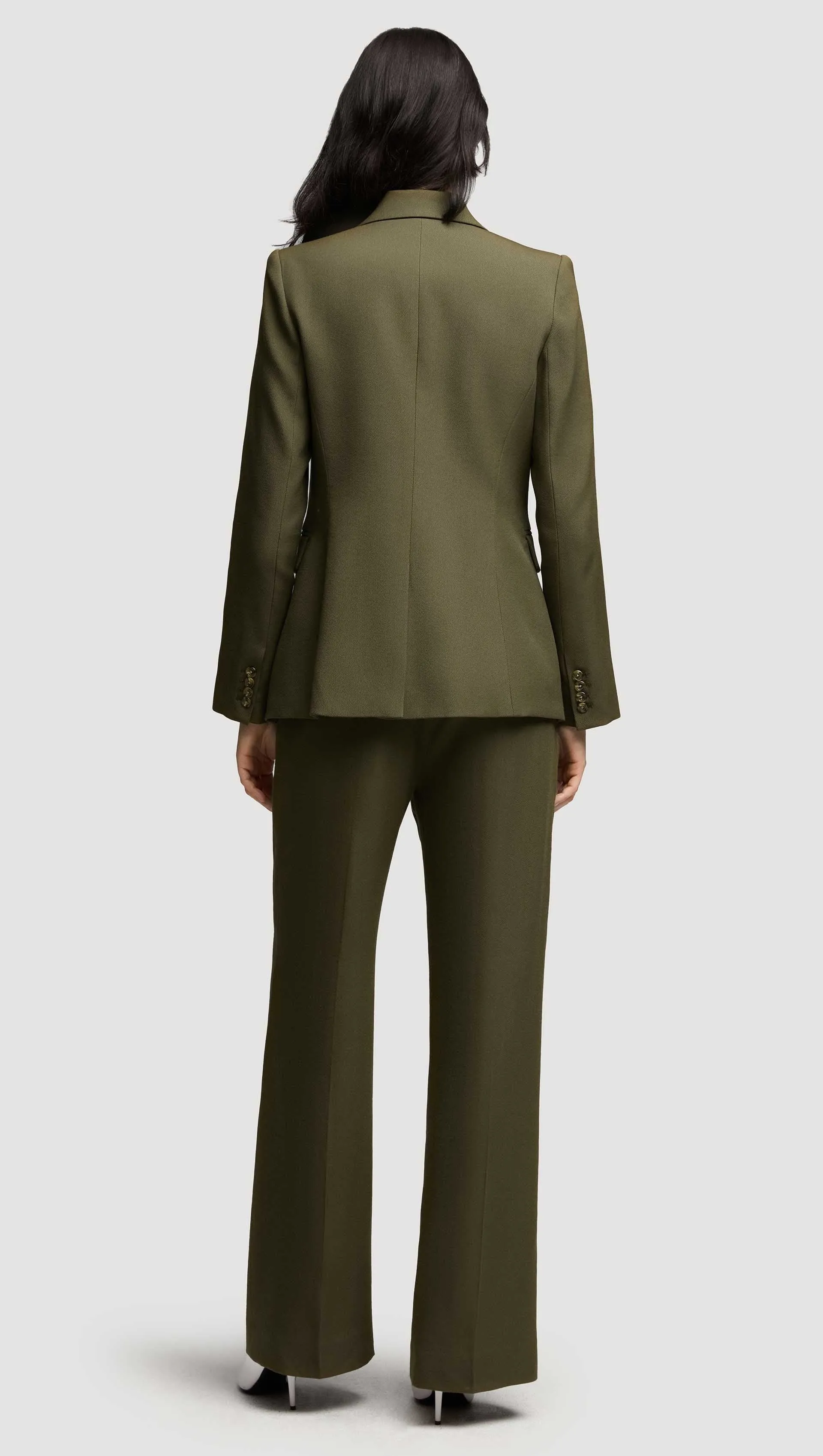 Two-Button Blazer in Viscose Wool Twill | Olive