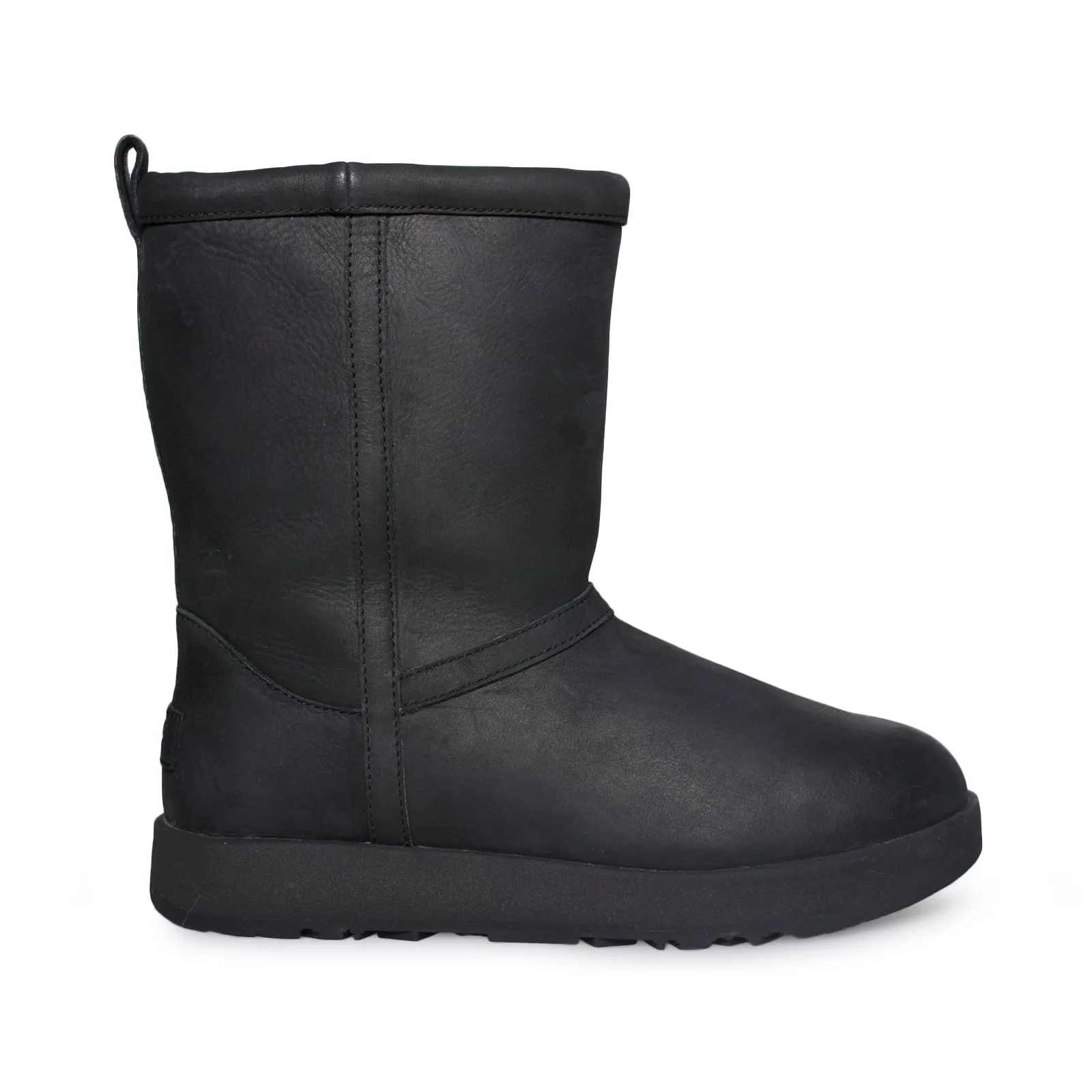 UGG Classic Short Leather Waterproof Black Boots - Women's