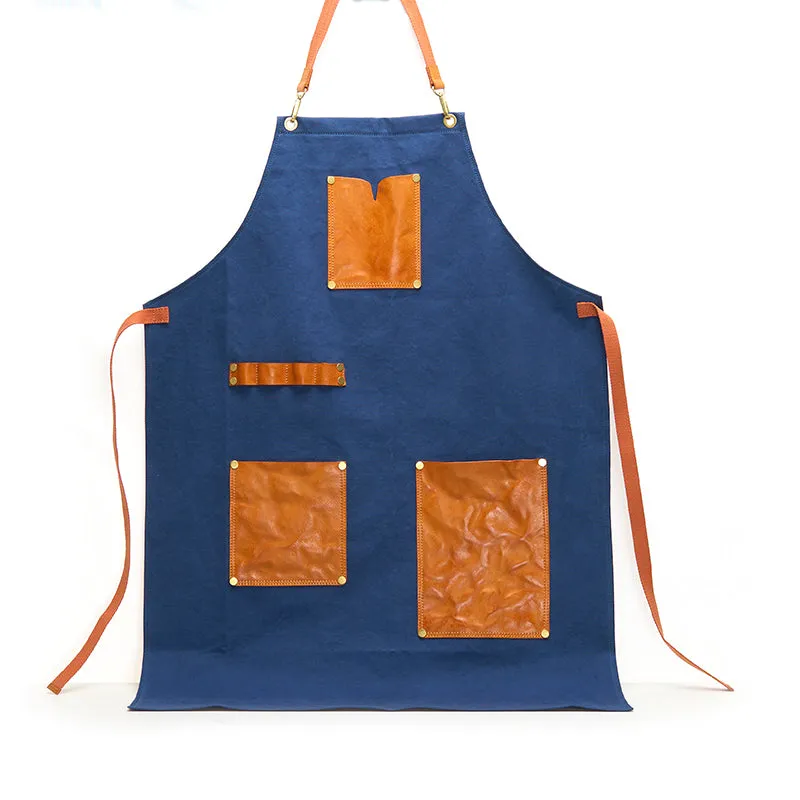 Vegetable-Tanned Leather-paneled Cotton-canvas Apron