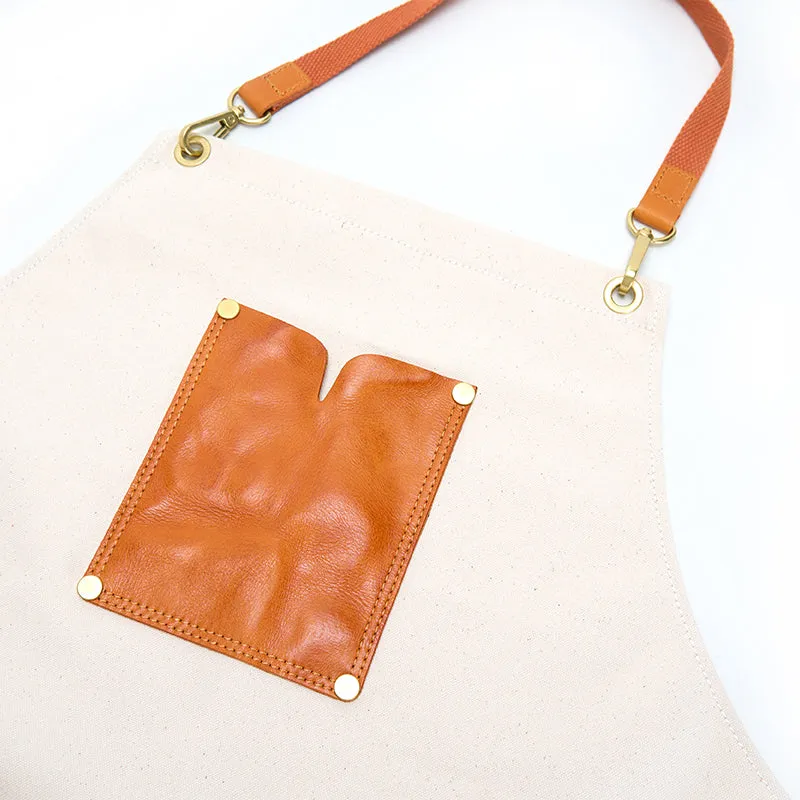 Vegetable-Tanned Leather-paneled Cotton-canvas Apron