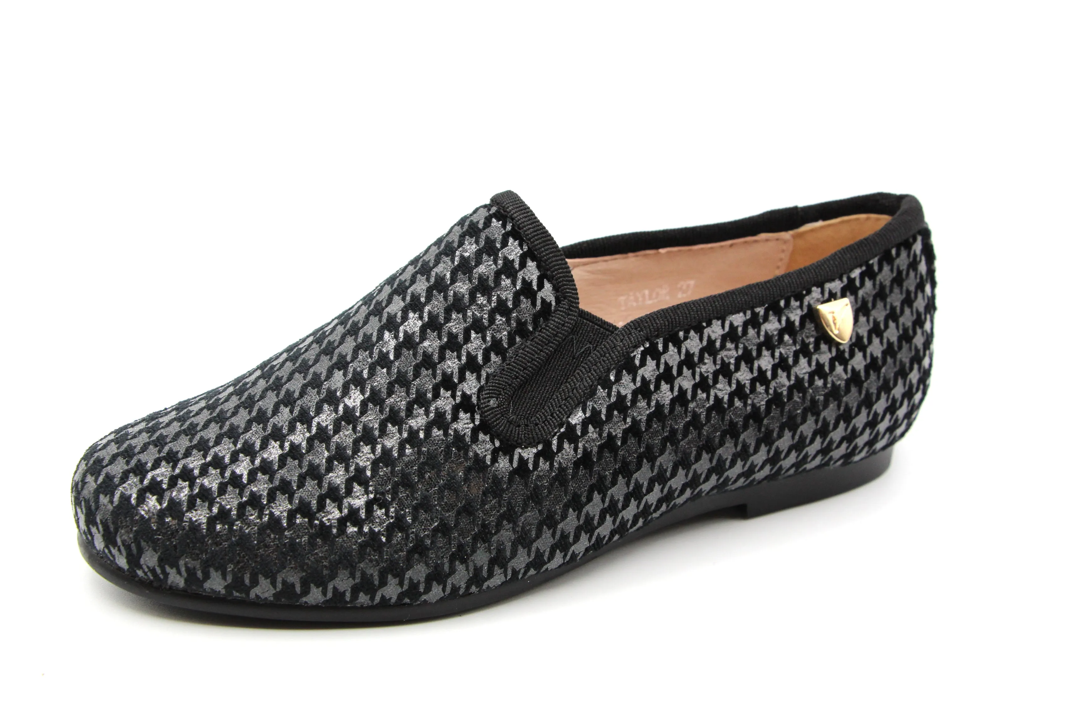 Venettini  Black Velvet Houndstooth Slip On Taylor