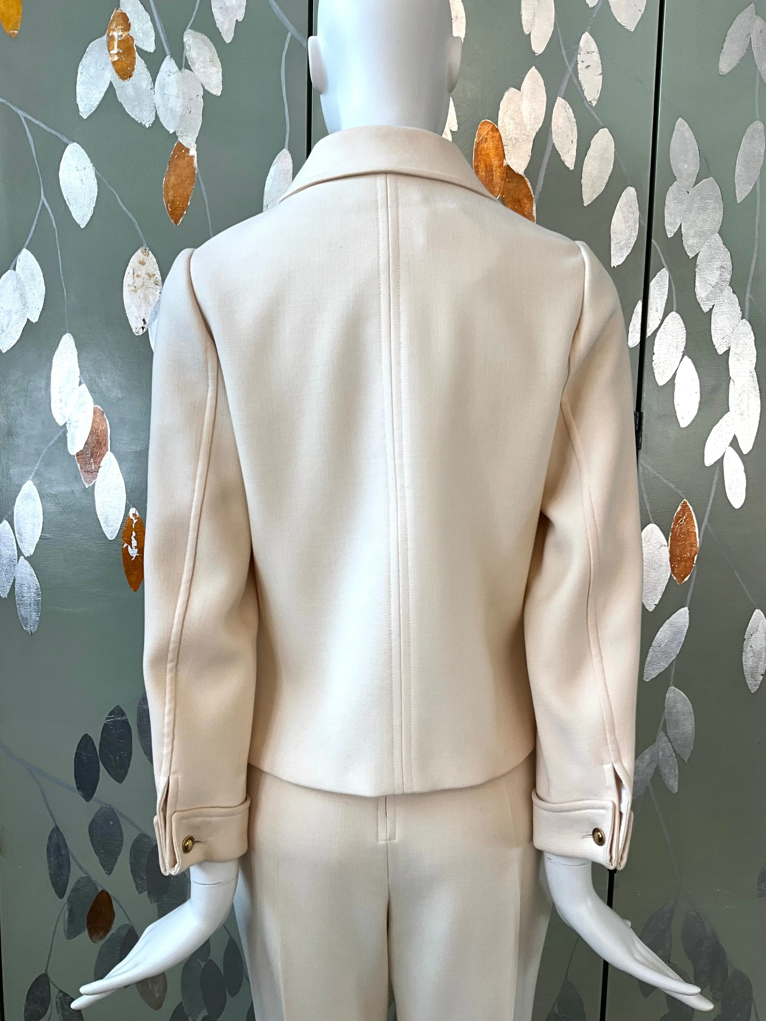 Vintage 1960s Courreges Mod Cream Pant Suit, Small