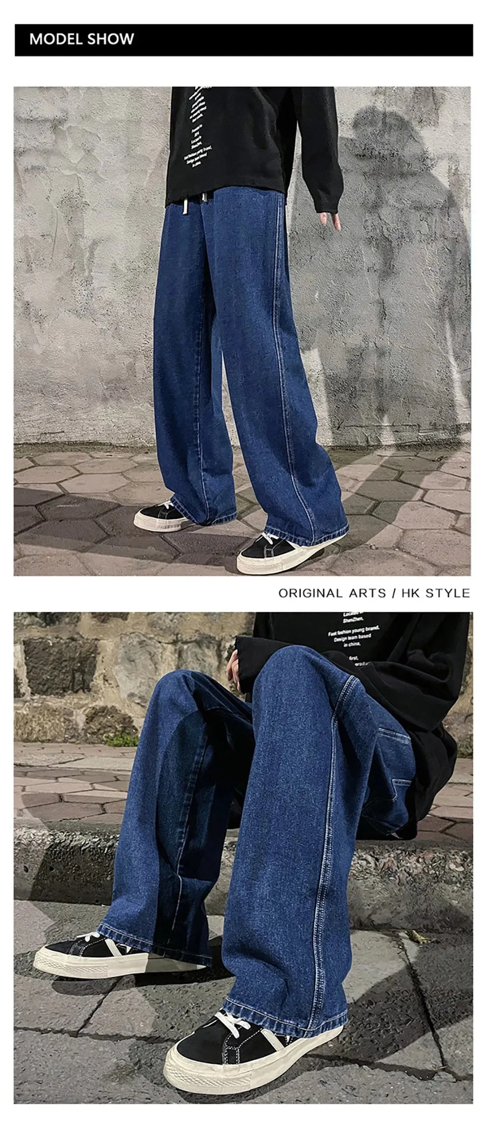 Vintage High Street Hip-hop Loose Straight Drape Pants