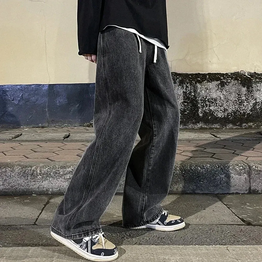 Vintage High Street Hip-hop Loose Straight Drape Pants