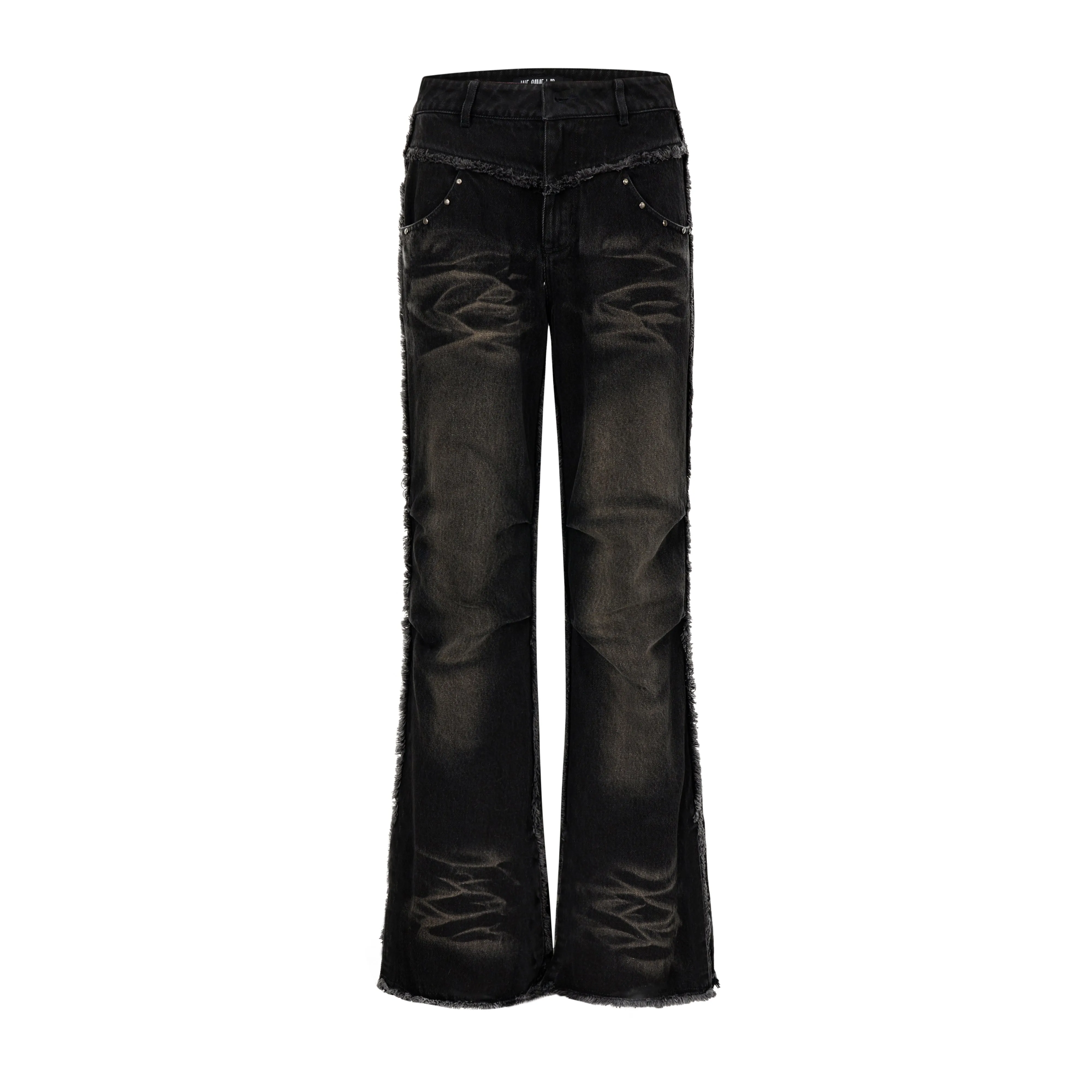 WESAME LAB BLACK RIVET FLARED JEANS