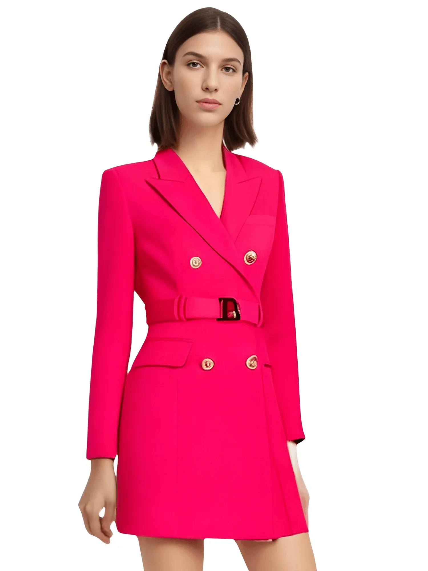 Women's Double Breasted Suit Dress With Belt - In 12 Colors!