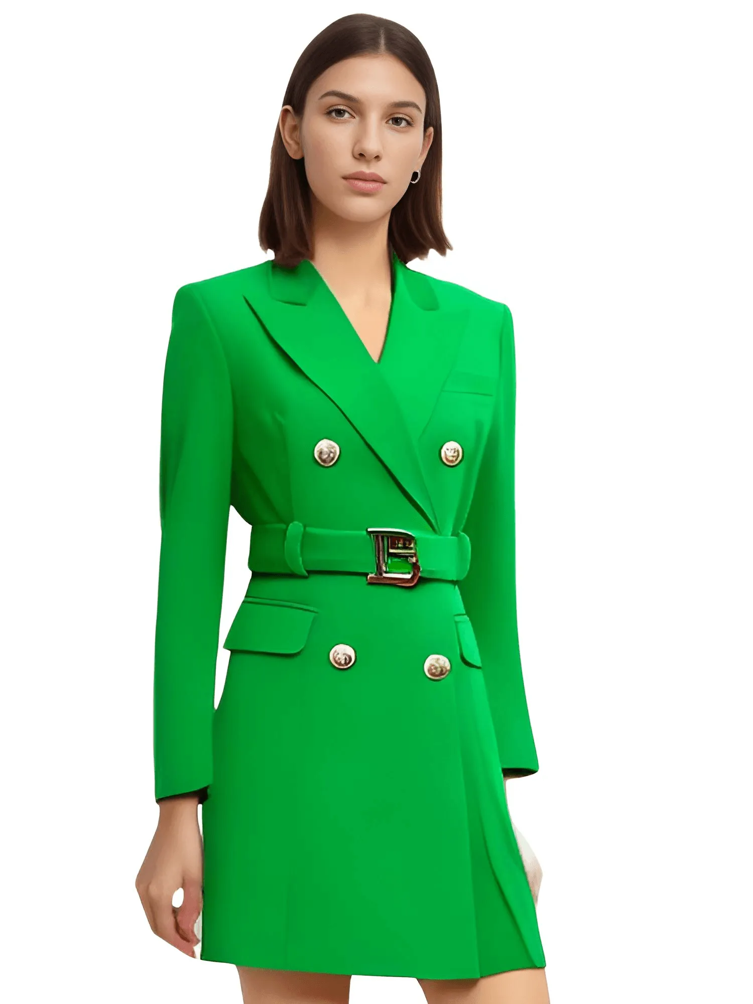 Women's Double Breasted Suit Dress With Belt - In 12 Colors!