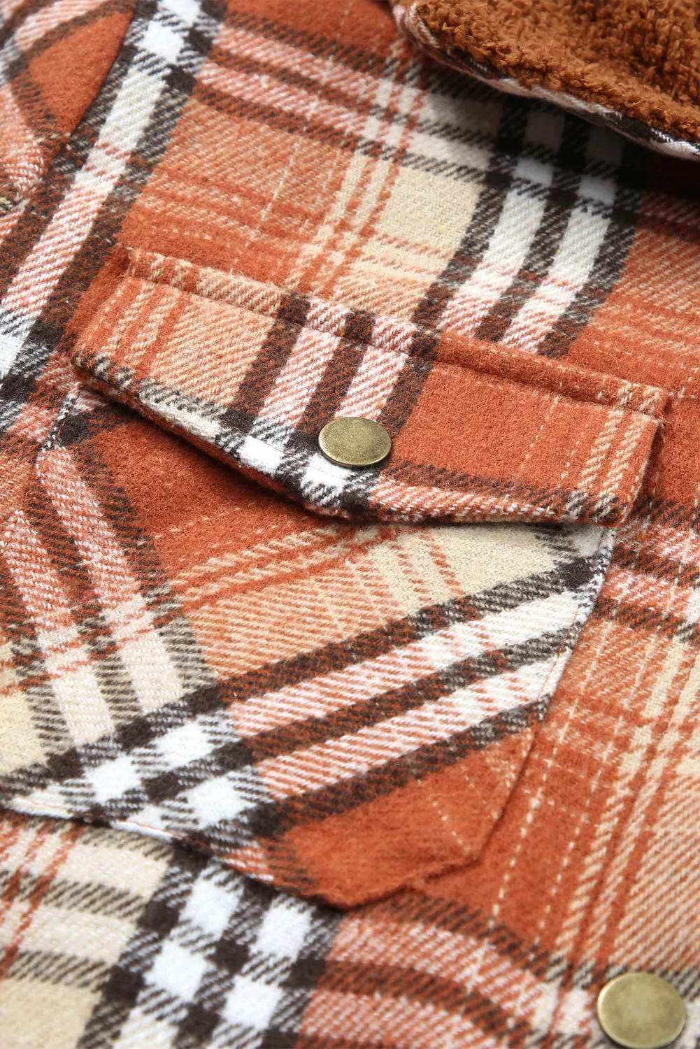 Women's Plaid Pattern Sherpa Lined Hooded Shacket