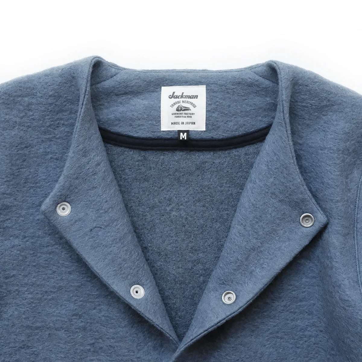 Wool Collarless Jacket - Shadow Blue - Small