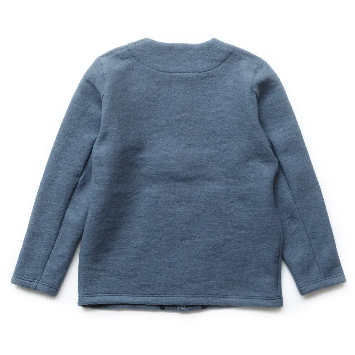 Wool Collarless Jacket - Shadow Blue - Small