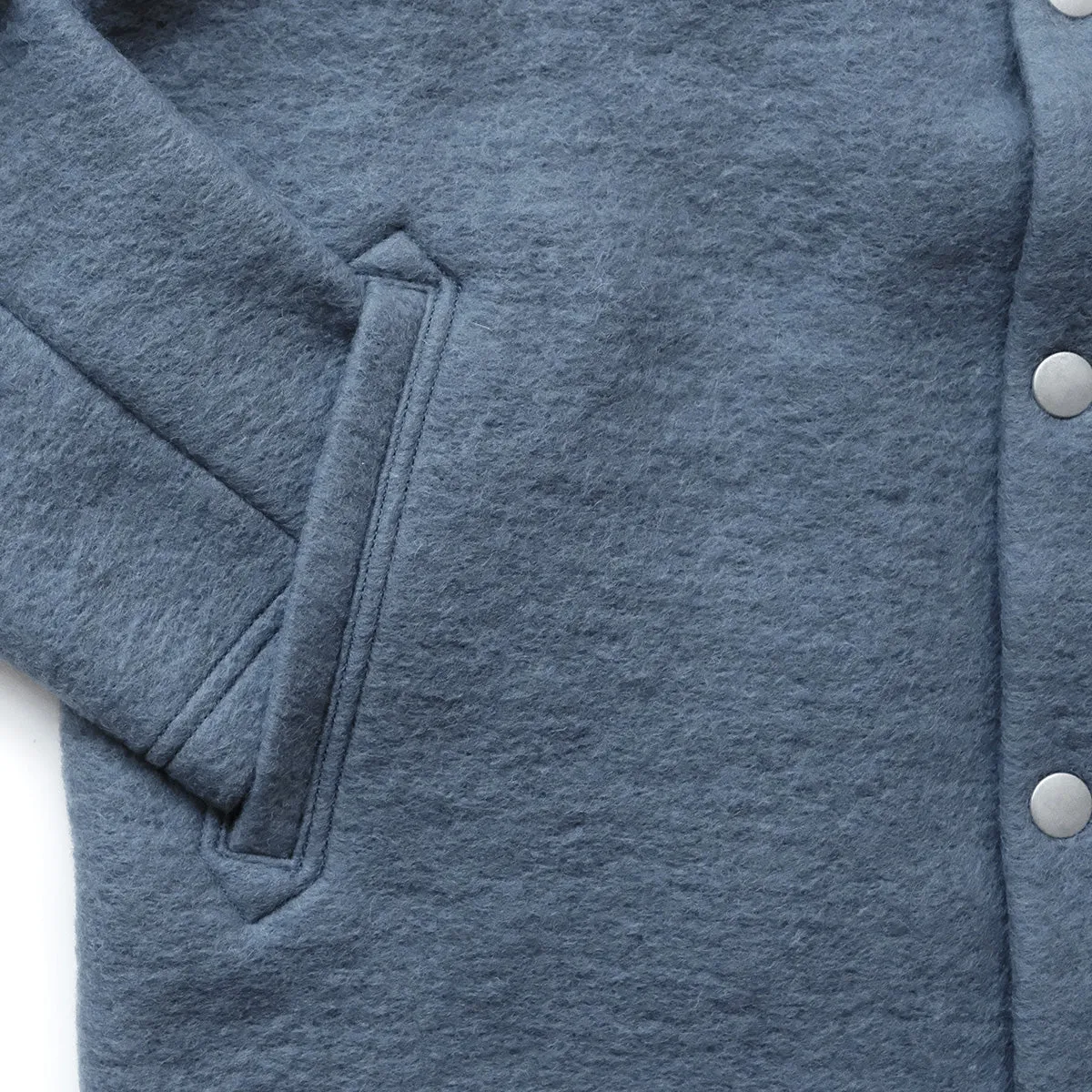 Wool Collarless Jacket - Shadow Blue - Small