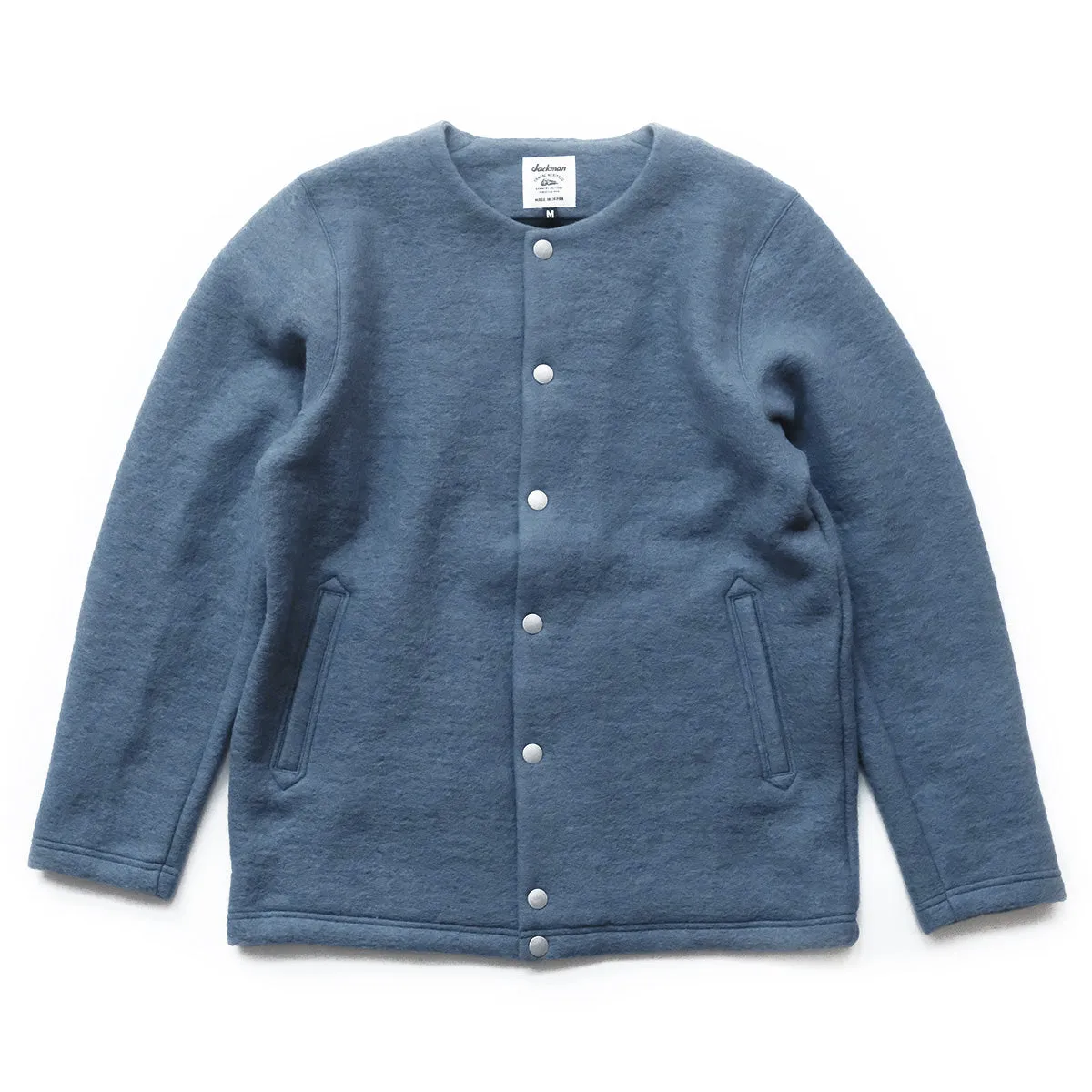 Wool Collarless Jacket - Shadow Blue - Small