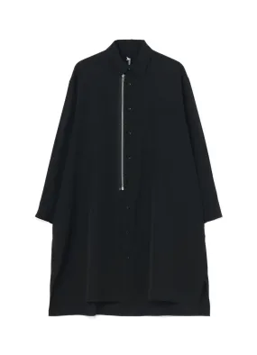 WOOL GABARDINE FRONT ZIPPER SHIRT