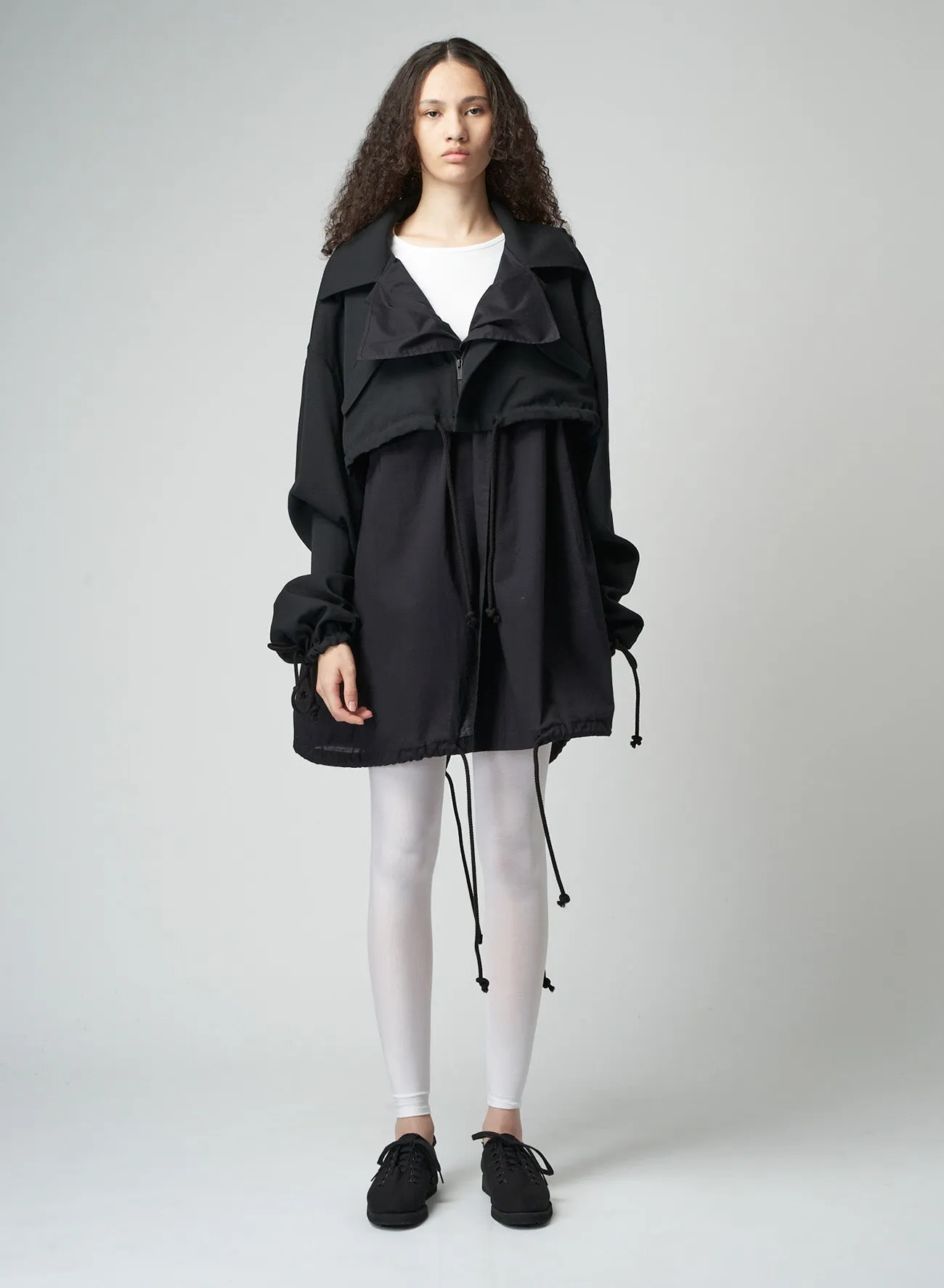 WOOL GABARDINE LAYERED MOD'S COAT