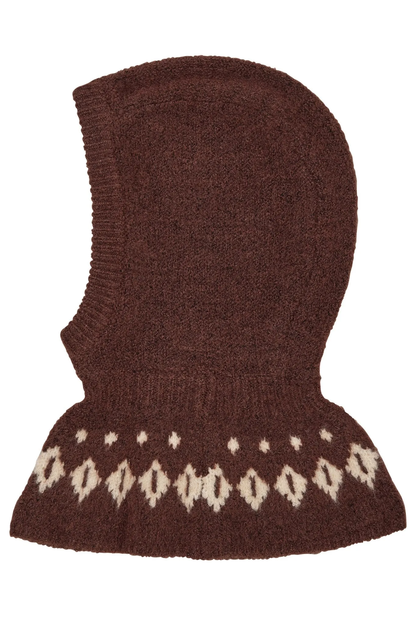 WOOL ICELAND BALACLAVA - DK BROWN/CREAM COMBI