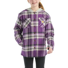 Youth Girls Long Sleeve Flannel Snap Front Hooded Shirt Jacket - Majesty